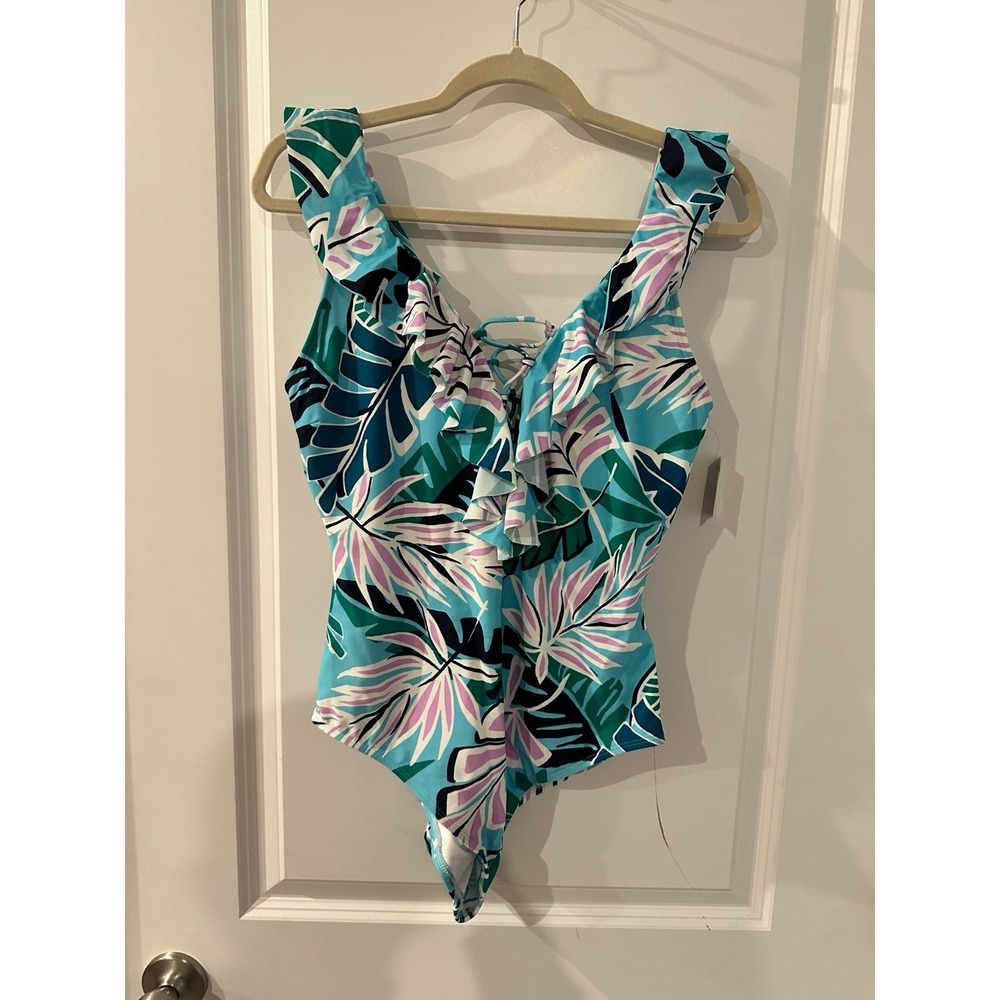 NEW One Piece Swimsuit By Urban Sea Sz L Tropical Print